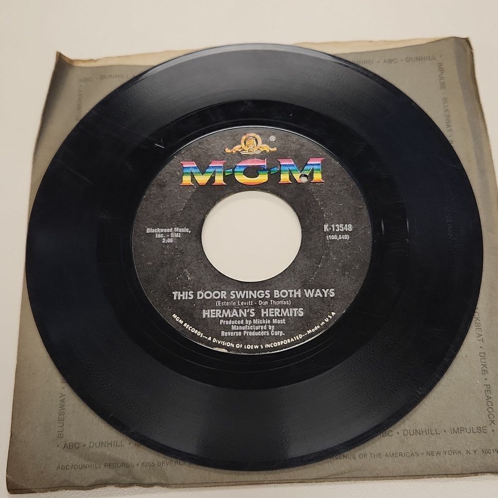 Herman's Hermits For Love This Door Swings Both Ways 45 RPM Vinyl Record Vintage